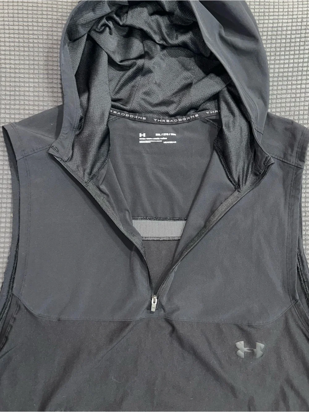 Under Armour HeatGear Tactical Sleeveless Hoodie Black 2XL Pullover Vest - Picture 2 of 7